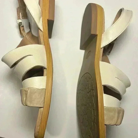 Dr. scholl’s sling back leather strappy sandal ruched square toe cushion 8,5 - Picture 8 of 9